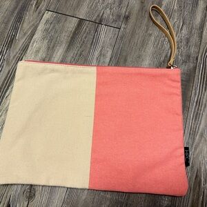 Hamilton Perkins Two-Tone Coral and Tan Wristlet